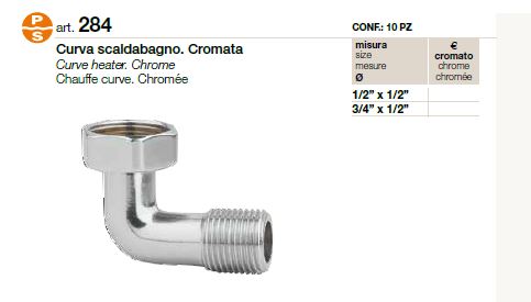 Cromata 1/2 x 1/2 SASSI 284 Curva scaldabagno 